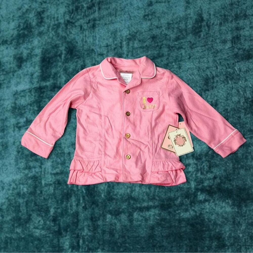 NWT Juicy Couture Pink Velvet Button Down Pajama Top Size 24M